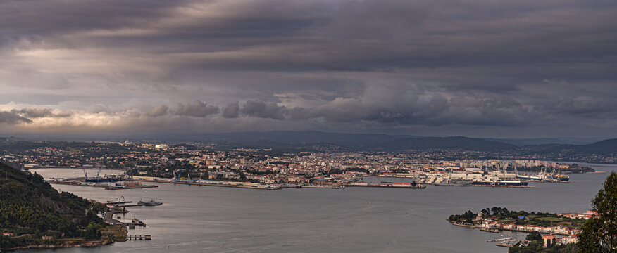 City of Ferrol seen from La Bailadora viewpoint, in Galicia - Spain
