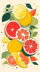 Digital modern fruit minimalist illustrator abstract graphic poster background