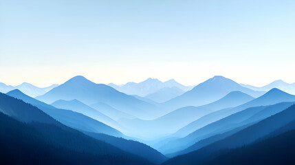 Fototapeta premium Vast Blue Mountain Range Under a Clear Sky