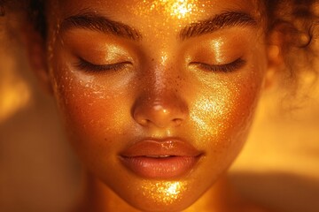 Natural beauty highlighted by golden glow on a woman's face during sunset