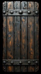 Fototapeta premium Aged Dark Wooden Panel With Metal Bands