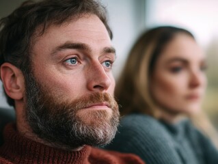 Fototapeta premium Couple looking away in contemplation