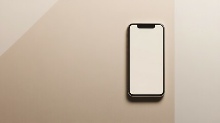 Modern smartphone with a blank screen displayed on a surface