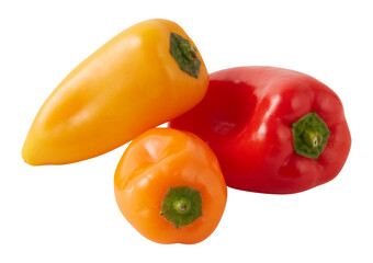 Guava chili, fresh paprika cut out isolated transparent background