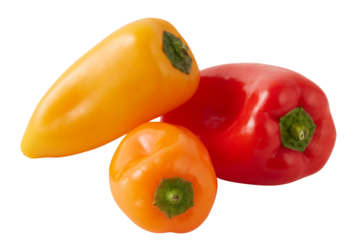 Guava chili, fresh paprika cut out isolated transparent background