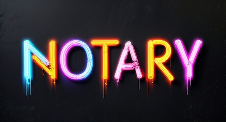 Naklejka premium notary colorful neon graffiti lettering on plain black background