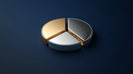 Pie chart with gold and silver metallic finish