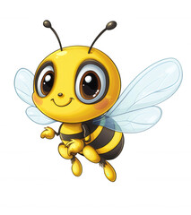 Obraz premium Cute bee flying and smiling on transparent background