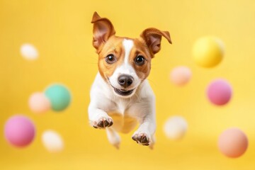 Jack Russell Terrier dog on colorful backgrounds