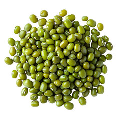 A Handful of Freshly Harvested Mung Beans and Green Olives Isolated on Transparent Background