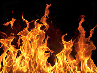 Fototapeta premium fire flames background. fire, flame, hot, heat, burn, burning, bonfire, orange, black, red, abstract, flames, inferno, blaze, fireplace, danger, yellow, light, warm, campfire, blazing, fiery, energy, 