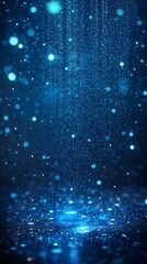 Fototapeta premium A brilliant blue ethereal rain falling in a dark atmosphere