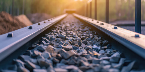 Outdoor Conveyor belt transporting crushed stones in a quarry. Removing stone debris with a mechanical conveyor belt on construction site