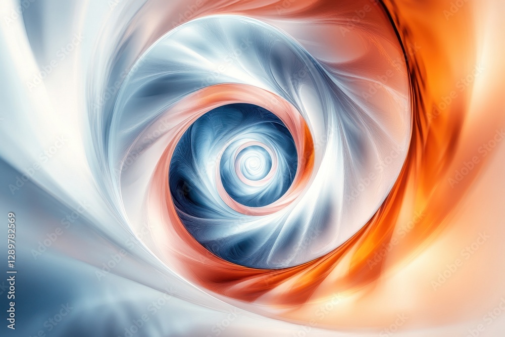 Poster swirling blue patterns create a mesmerizing vortex effect in a serene abstract design with soft grad