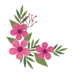 Bouquet of Pink Flowers And Branch Leaf Decorative