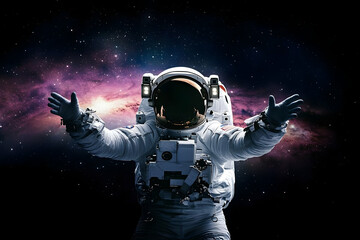 Fototapeta premium Astronaut Illustration - Space, Galaxy, Stars, Nebula, Exploration, Universe, Cosmos, Science, Futuristic, Mission