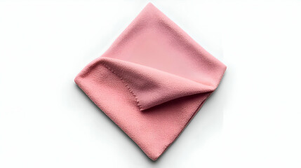 Pink Folded Towel on White Background