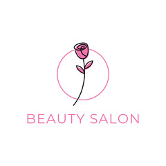beauty salon logo design concept with rose flower icon