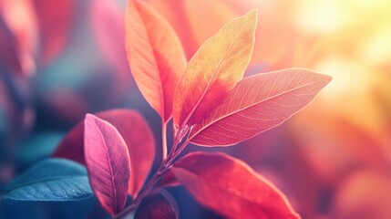 Fototapeta premium Vivid Leaves Embrace the Sun: A Journey Through Nature's Art