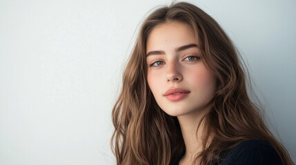Fototapeta premium Portrait of a girl looking at the camera, casual, natural light.