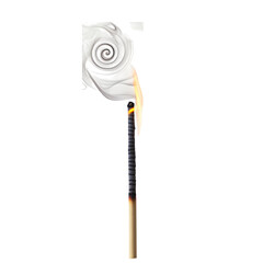 Swirling Flame Incense Stick with White Rose Isolated on Transparent Background