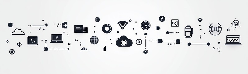 Business Icon Set Minimalist Black and White High Contrast Geometric Design