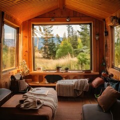 Fototapeta premium A Collection of Tiny Houses in Natural and Modern Settings for Sustainable and Peaceful Living