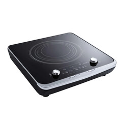 Fototapeta premium A Futuristic Portable Induction Cooktop with Digital Display Isolated on Transparent Background