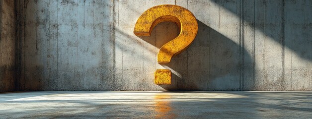 Large Yellow Question Mark Against White Wall Symbolizing Curiosity and Inquiry in Business