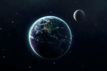 Earth and Moon 3D Render