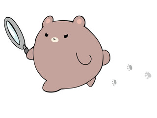 足跡を残す ルーペ くま