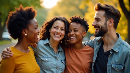 An image representing the concept of a chosen family, showcasing the bonds between close friends who consider themselves family.