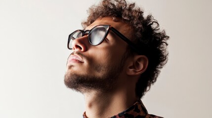 Young Man Gazing Upward in Thoughtful Contemplation.