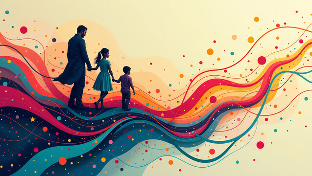 An abstract image of interconnected lines and shapes, symbolizing the complex and interwoven relationships within a family.