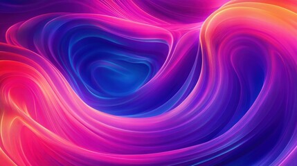 Abstract Background with Swirling Curves in Purple and Pink Glowing Neon Liquid Shapes Dynamic Composition 3D Rendering