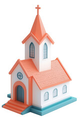 Colorful Cartoon Church with Crosses and Geometric Illustration