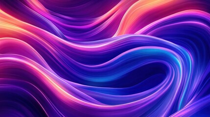 Vibrant Abstract Background with Flowing Curves in Purple and Blue Holographic Colors