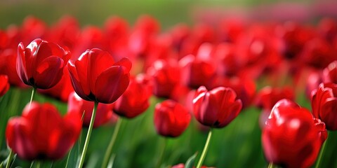 Fototapeta premium netherlands tourism concept with red tulips