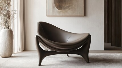 Modern armchair in minimalist living room