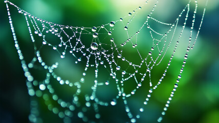 雨粒がついた蜘蛛の巣 &ndash; 繊細な水滴が織りなす自然のアート