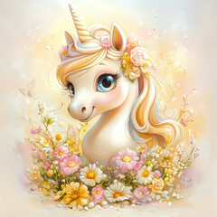 Beautiful unicorn character in Spring