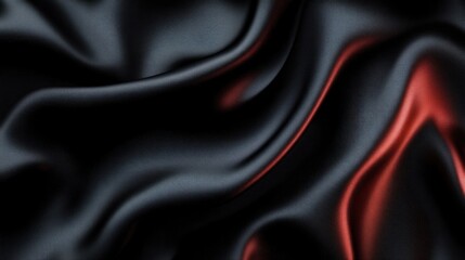 Fototapeta premium Luxury Abstract Black Satin Fabric Texture Flowing Waves Silky Smooth Elegant Background