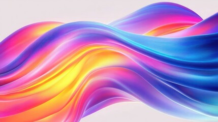 Vibrant Abstract Fluid Shapes Design with Holographic Waves and Colorful Gradient for Modern Decoration