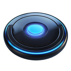 Futuristic Wireless Charging Pad with Blue Button Isolated on Transparent Background