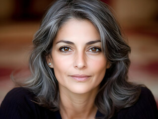 Naklejka premium Photo - Woman, Portrait, Gray Hair, Face, Beauty, Mature, Eyes, Hairstyle, Looking, Expression