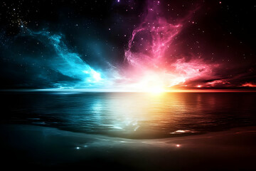Fototapeta premium Cosmic Seascape: Abstract Ocean Background