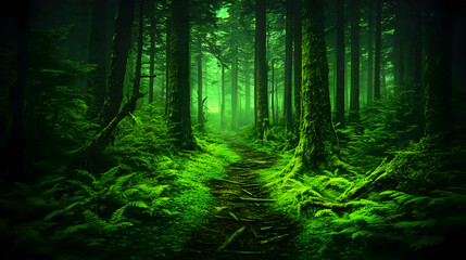 Obraz premium Enchanted Forest Path Illustration