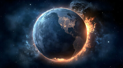 Obraz premium Burning Planet 3D Illustration