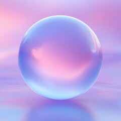 Abstract Fluid Holographic Shape Bright Chrome Metallic Sphere with Pastel Gradient Colors