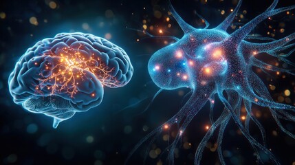 Fototapeta premium Neural Connections and Activity in the Human Brain 3D Rendering Illustration of Nerve Cells in Neuroscience and Cognition